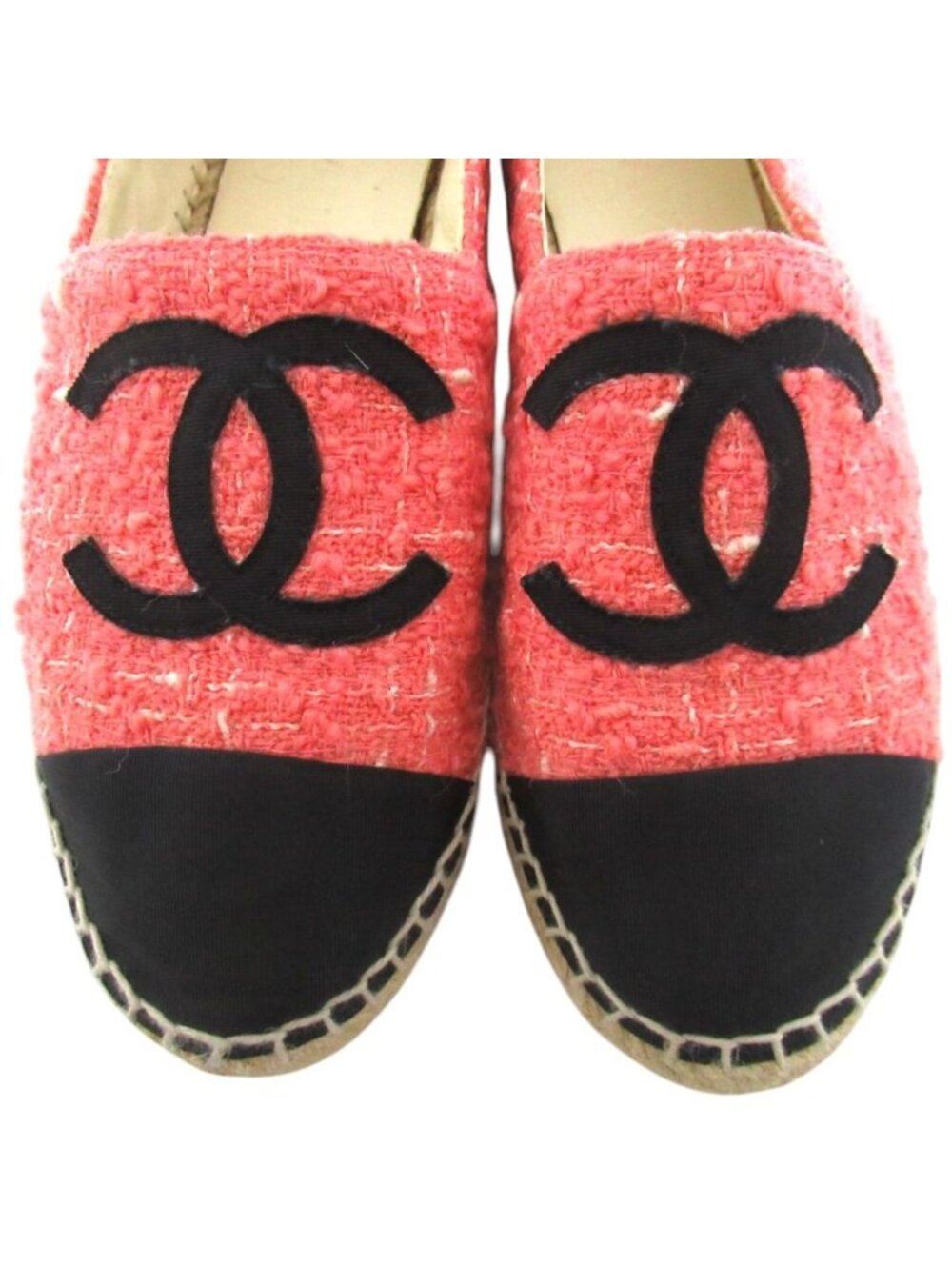 Chanel CC Logo Tweed Espadrilles Shoes Pink Black - Picture 4 of 10